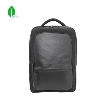 Mochila para portátil de cuero negro para hombre